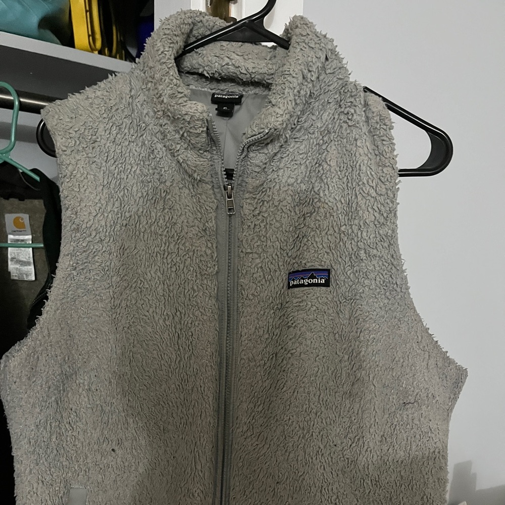 Grey Patagonia vest. Loved but lots of life left.